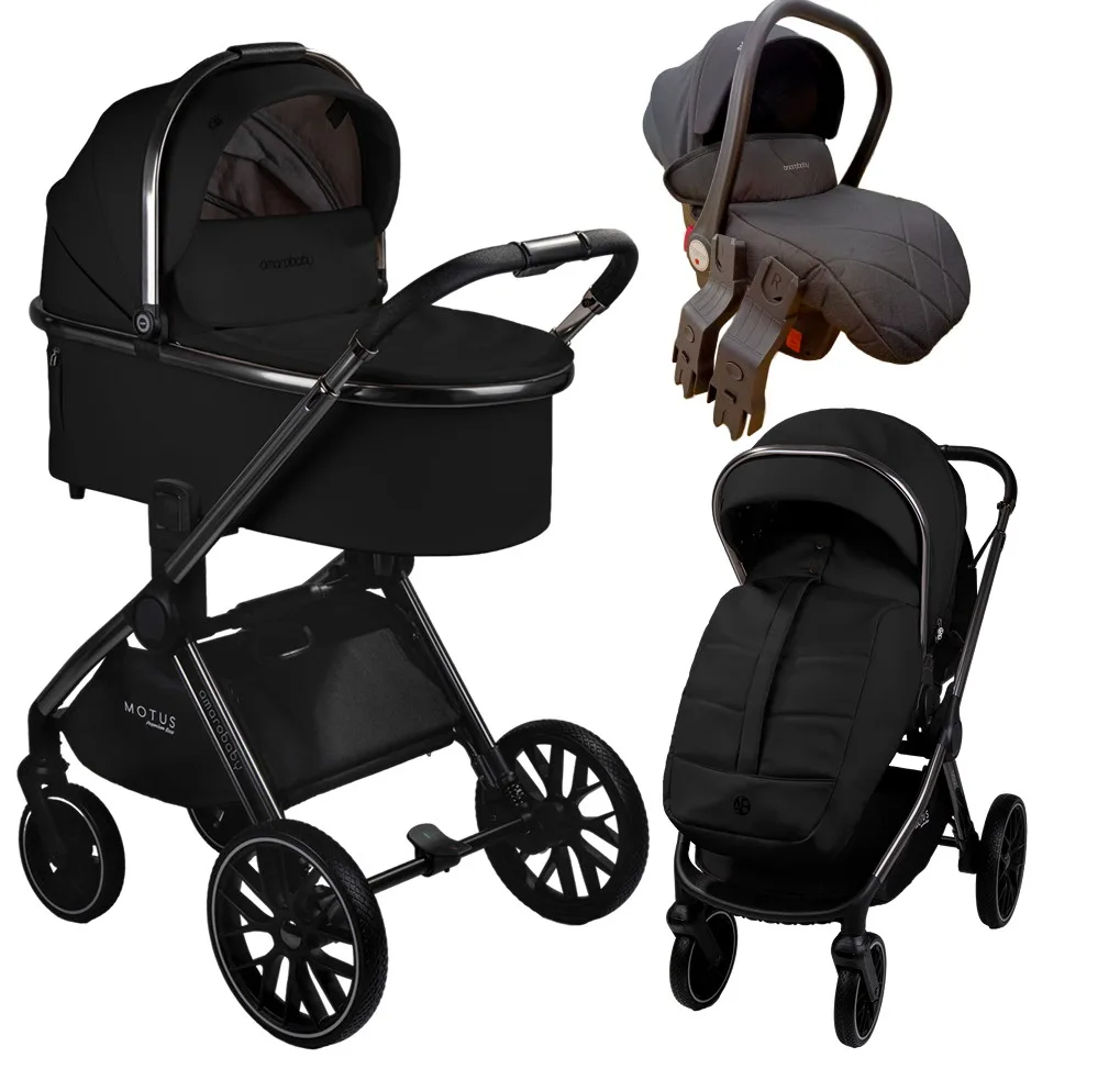 Коляска 3 в 1 Amarobaby MOTUS V2 (Черный)