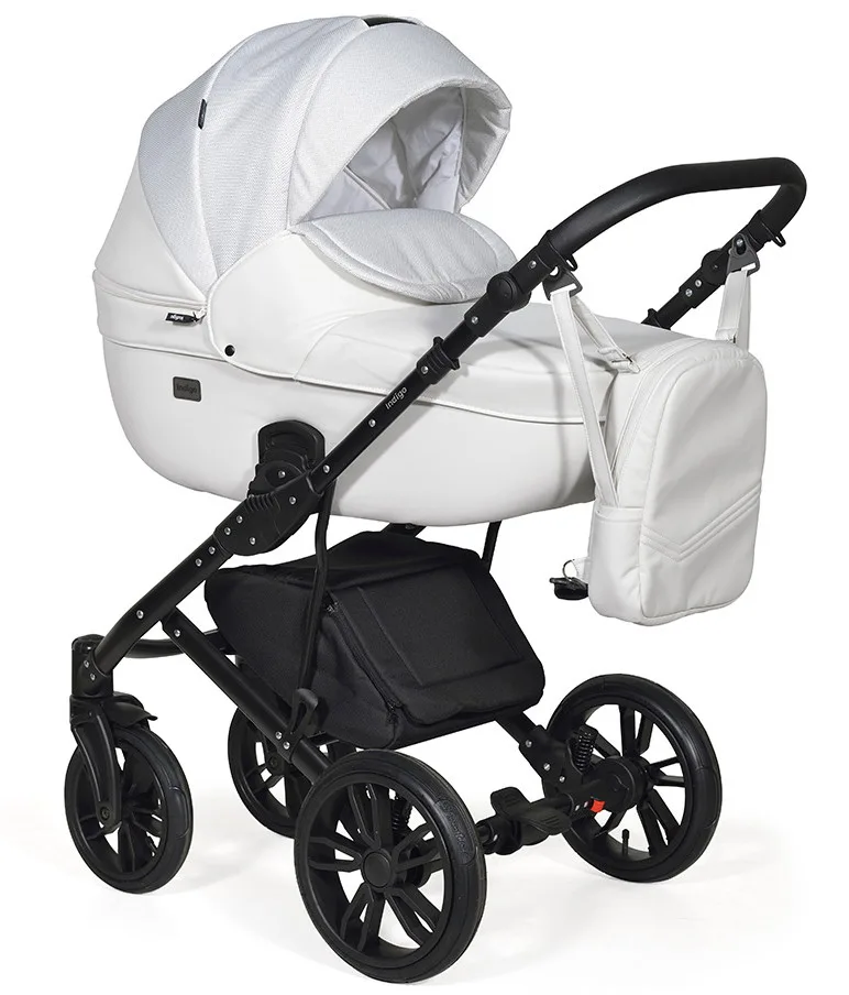Коляска 2 в 1 Indigo MIO белая кожа+белый узор a5zlqx4ofebxalmfgwr8xiie0d30d2vo