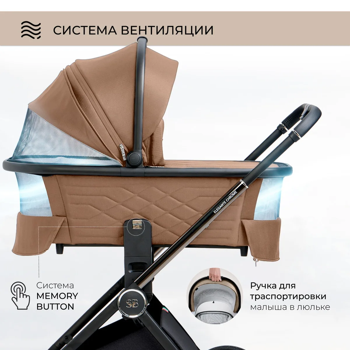 Коляска 3 в 1 Sweet Baby Elegante Chrome Brown 7pxcsfxnng4xvyzx86otl7d3flztc806