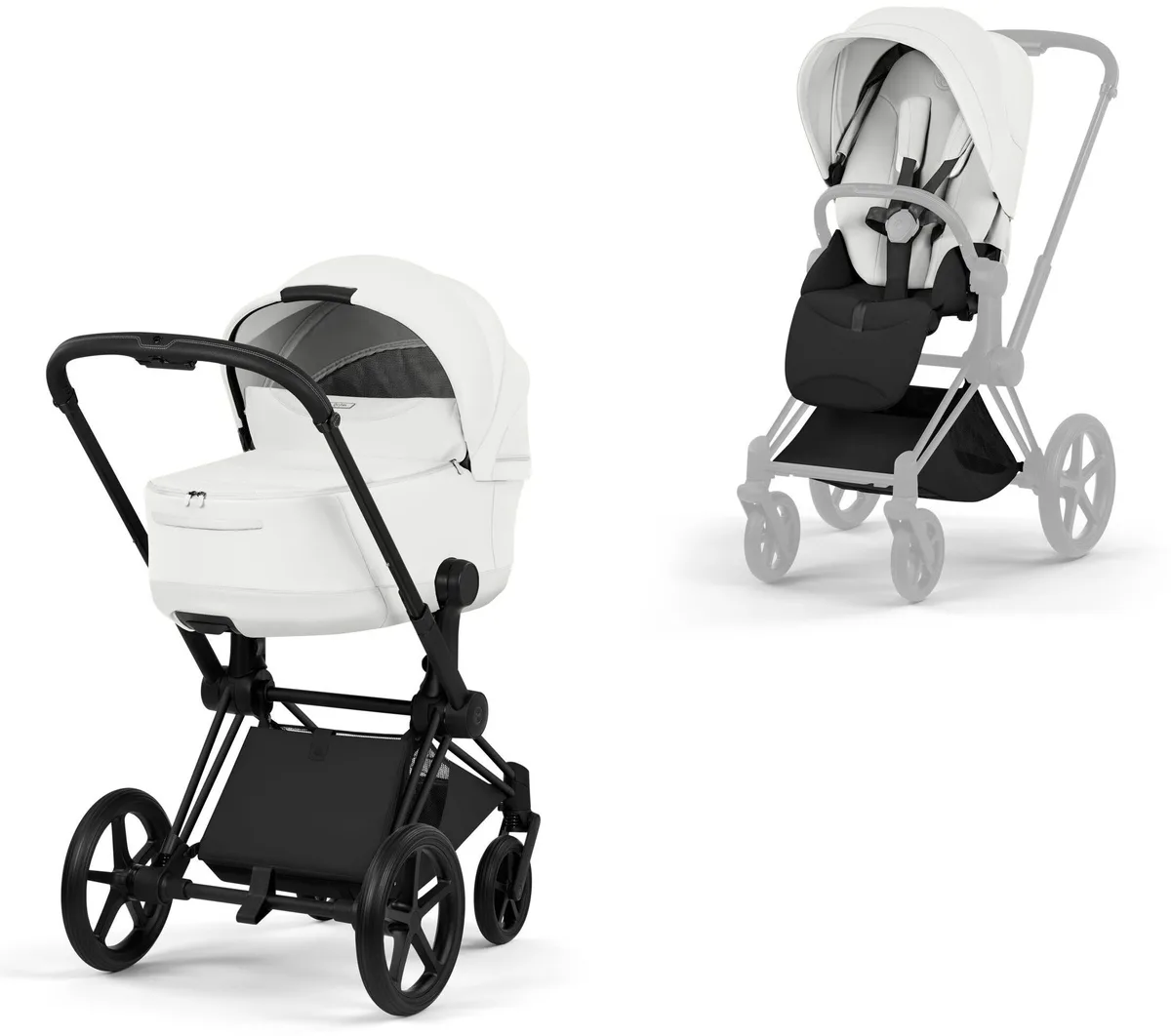 Коляска 2 в 1 Cybex Priam V Matt Black Style Collection (Off White)
