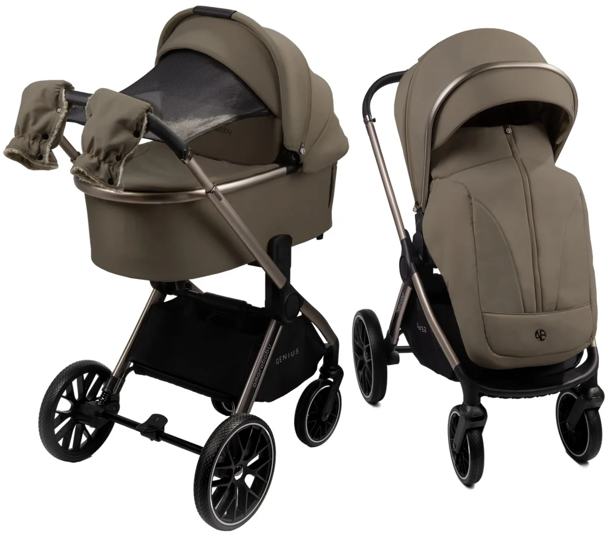 Коляска 2 в 1 Amarobaby Genius (Коричневый)
