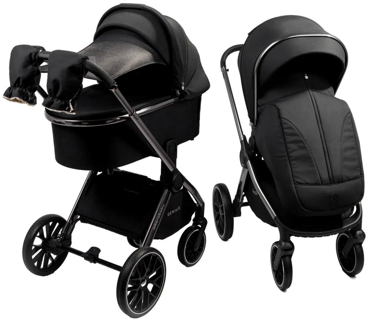 Коляска 2 в 1 Amarobaby Genius (Черный)