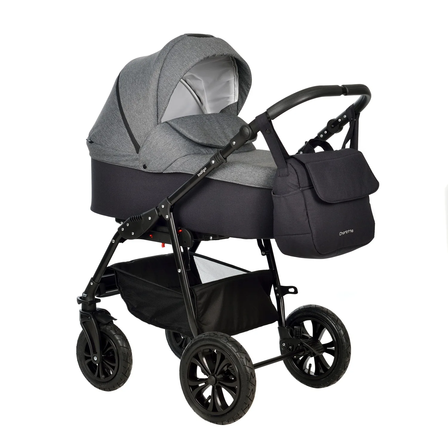Коляска 2 в 1 Indigo CHARLOTTE Sity  черный+т.серый 9321be0cbc1b162a549a56770d26c1ad